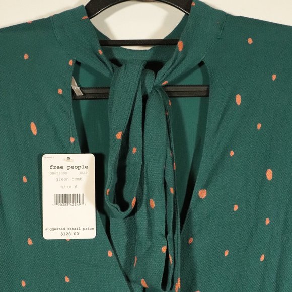NWT Free People Abbie Print Dress Green Combo - Picture 10 of 15